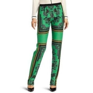 BGCBGMAXAZRIA Michael‎ Pants Womens XS Green Printed High Rise Slit Hem Crepe